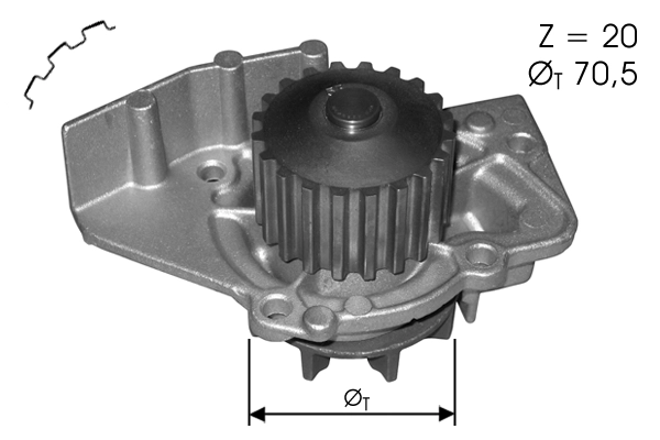Pompe à eau, refroidissement du moteur TECDRIVE TPAE0004
