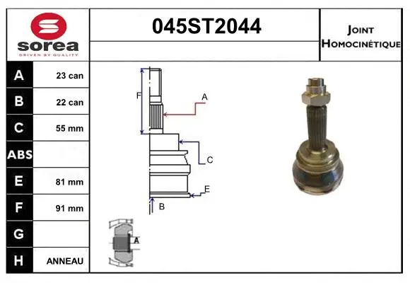 Jeu de joints, arbre de transmission STARTCAR 045ST2044