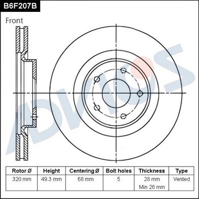 Disque de frein ADVICS B6F207B