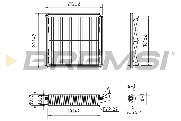 Filtre à air BREMSI FA2238