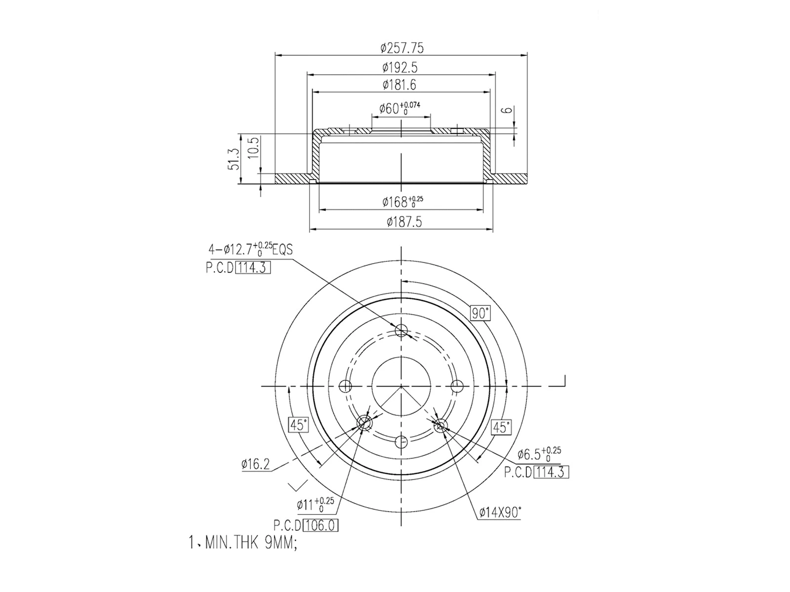 Disque de frein A.Z. Meisterteile AZMT-44-024-1306