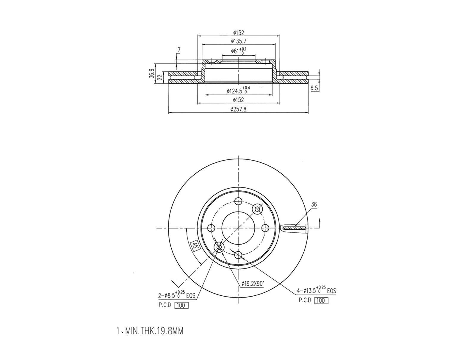 Disque de frein A.Z. Meisterteile AZMT-44-024-1410