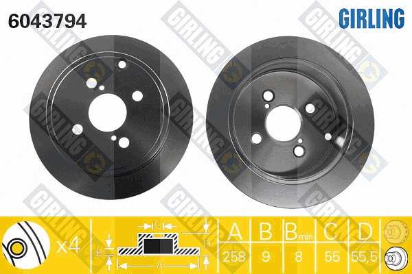Disque de frein GIRLING 6043794