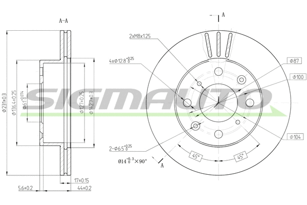 Disque de frein SIGMAUTO DBA289V