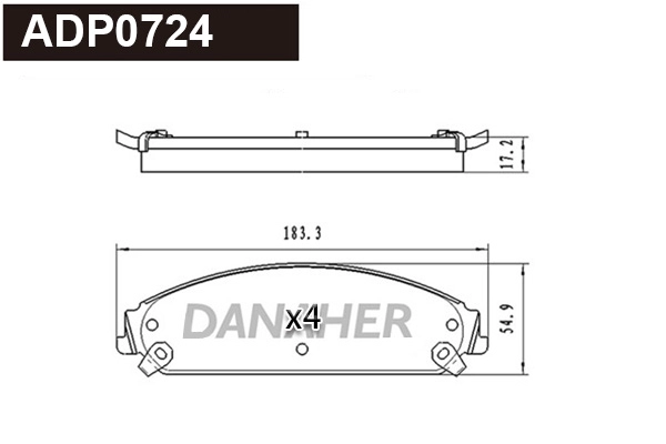 Kit de plaquettes de frein, frein à disque DANAHER ADP0724