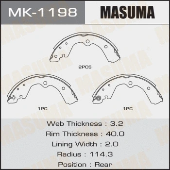 Jeu de mâchoires de frein MASUMA MK-1198