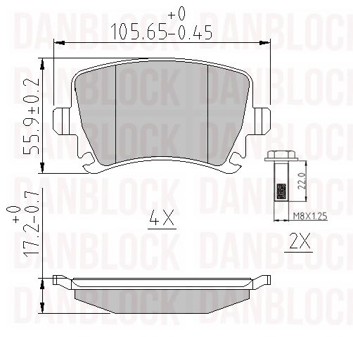 Kit de plaquettes de frein, frein à disque DANBLOCK DB 510223