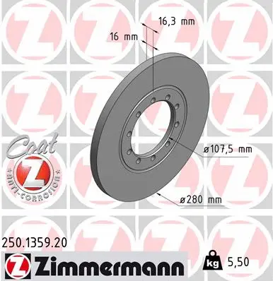 Disque de frein ZIMMERMANN 250.1359.20