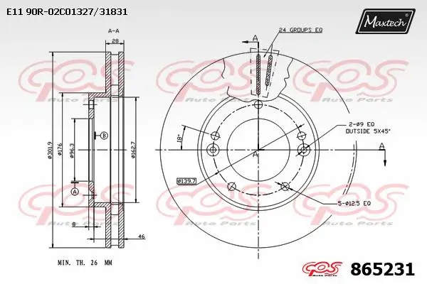 Disque de frein MAXTECH 865231