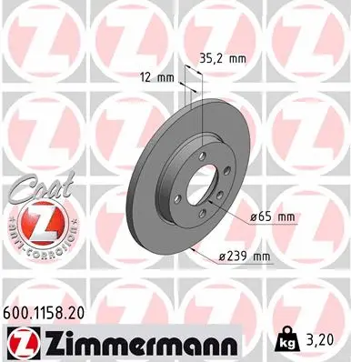 Disque de frein ZIMMERMANN 600.1158.20