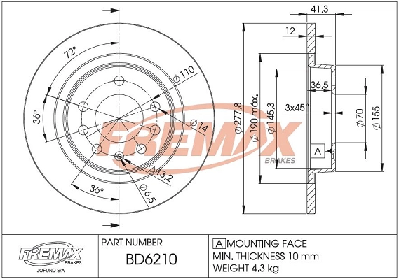Disque de frein FREMAX BD-6210