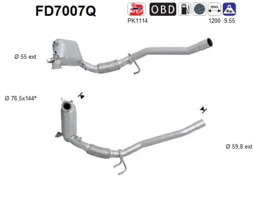 Filtre à particules / à suie, échappement AS FD7007Q