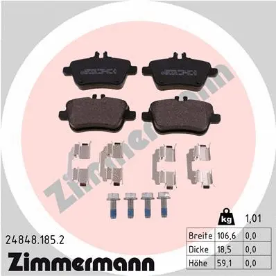 Kit de plaquettes de frein, frein à disque ZIMMERMANN 24848.185.2