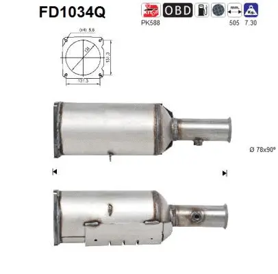 Filtre à particules / à suie, échappement AS FD1034Q