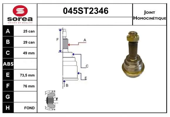 Jeu de joints, arbre de transmission STARTCAR 045ST2346