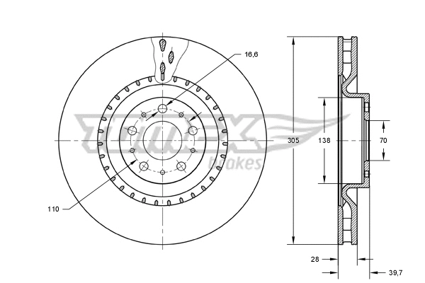 Disque de frein TOMEX Brakes TX 73-74