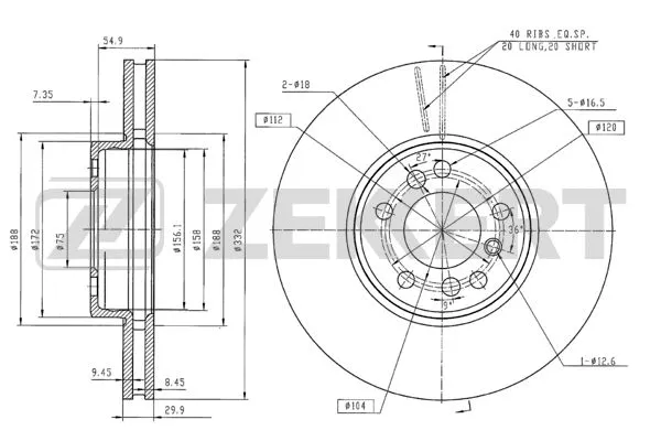 Disque de frein ZEKKERT BS-5335B