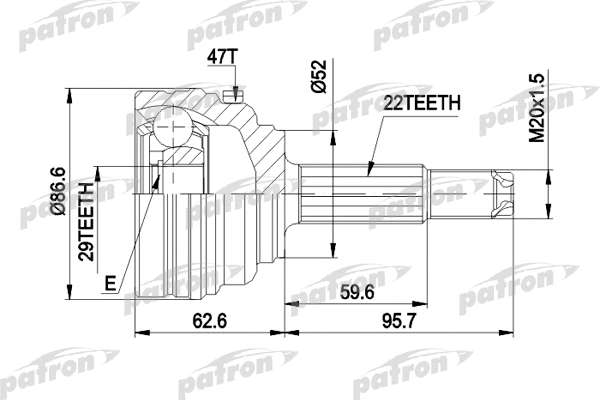 Jeu de joints, arbre de transmission PATRON PCV1401