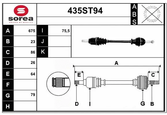 Arbre de transmission STARTCAR 435ST94