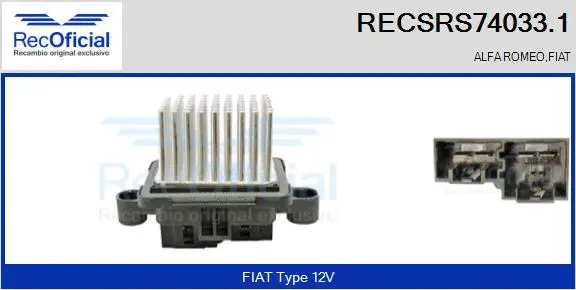 Résistance, pulseur d'air habitacle RECOFICIAL RECSRS74033.1
