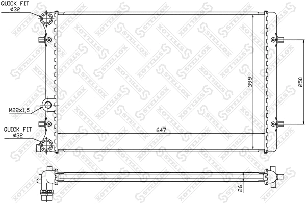 Radiateur, refroidissement du moteur STELLOX 10-25006-SX