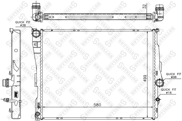 Radiateur, refroidissement du moteur STELLOX 10-25589-SX