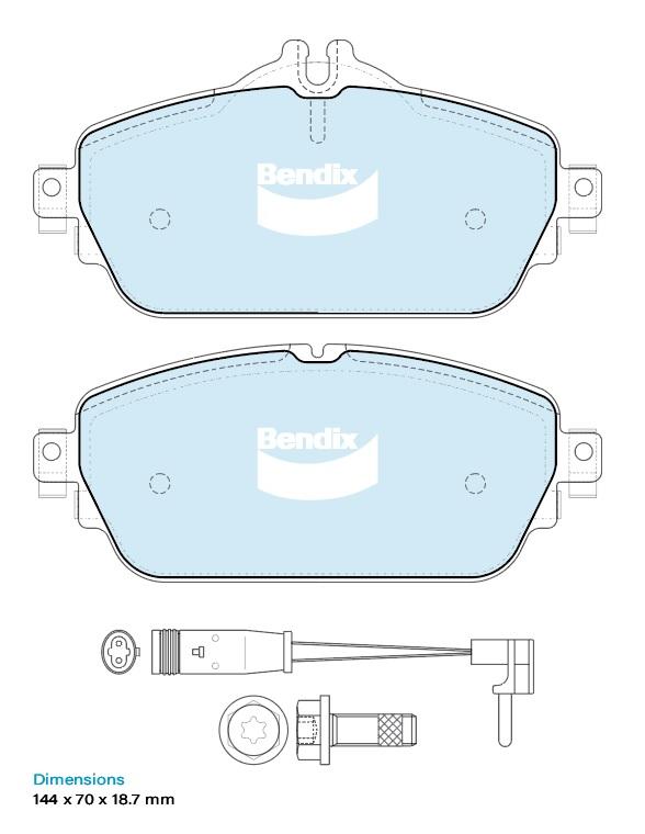 Kit de plaquettes de frein, frein à disque Bendix DB2403 GCT