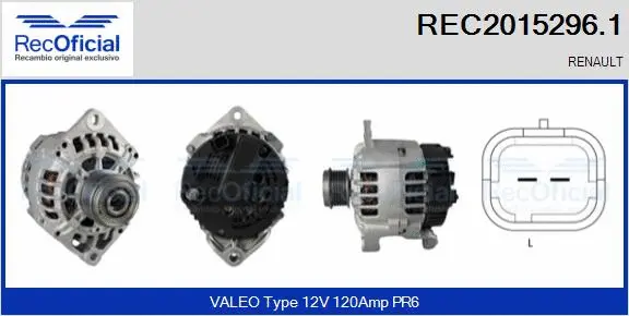 Alternateur RECOFICIAL REC2015296.1