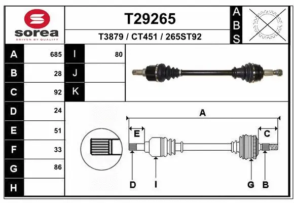 Arbre de transmission EAI T29265