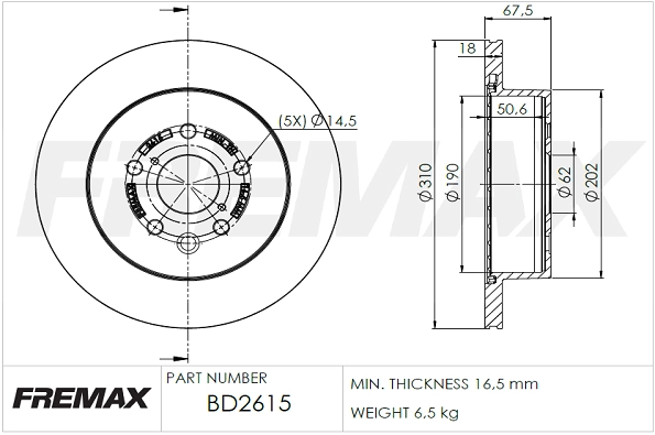 Disque de frein FREMAX BD-2615