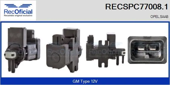 Transmetteur de pression, contrôle des gaz d'échappement RECOFICIAL RECSPC77008.1