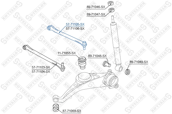 Bras de liaison, suspension de roue STELLOX 57-71105-SX