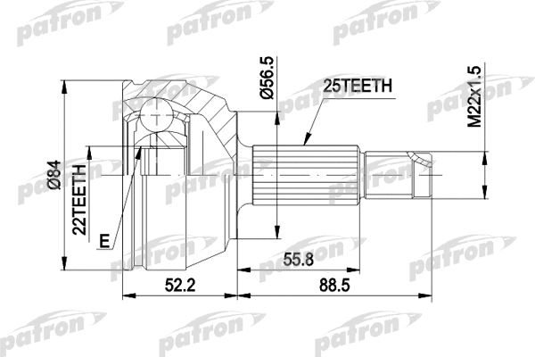 Jeu de joints, arbre de transmission PATRON PCV1125