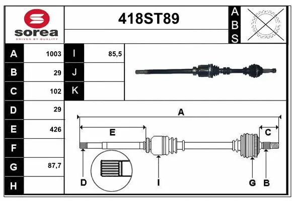 Arbre de transmission STARTCAR 418ST89