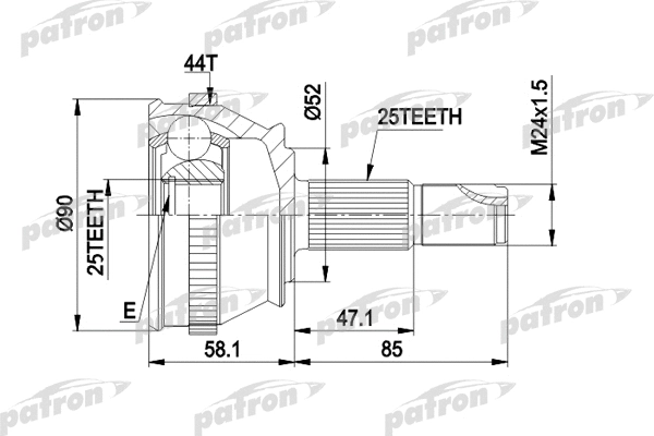 Jeu de joints, arbre de transmission PATRON PCV1212