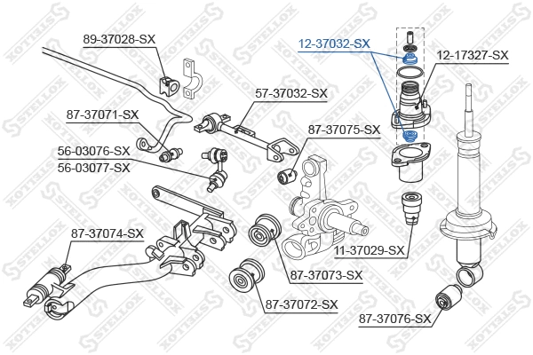 Kit de réparation, coupelle de suspension STELLOX 12-37032-SX