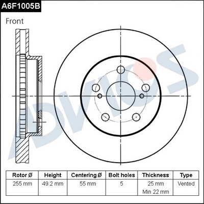 Disque de frein ADVICS A6F1005B