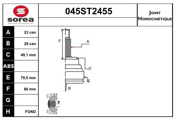 Jeu de joints, arbre de transmission STARTCAR 045ST2455