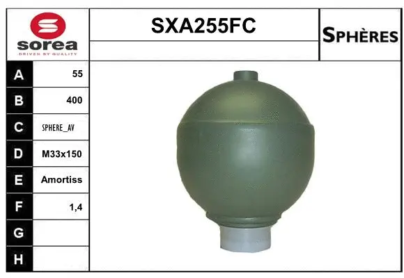 Accumulateur de pression, suspension/amortissement SERA SXA255FC