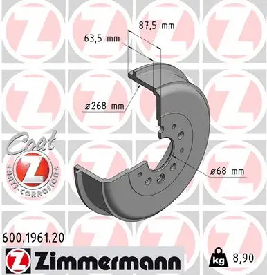 Tambour de frein ZIMMERMANN 600.1961.20