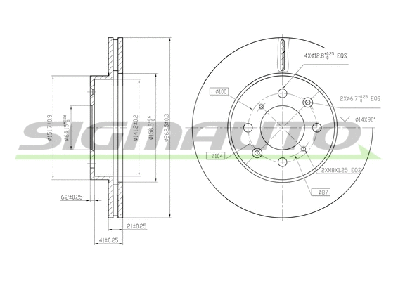 Disque de frein SIGMAUTO DBA261V