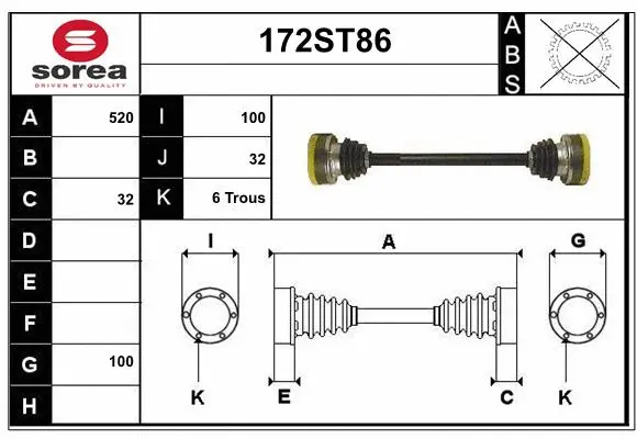 Arbre de transmission STARTCAR 172ST86