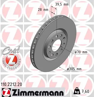 Disque de frein ZIMMERMANN 110.2212.20