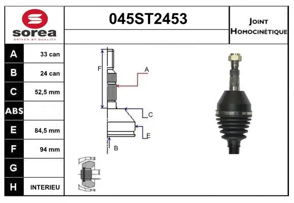 Jeu de joints, arbre de transmission STARTCAR 045ST2453