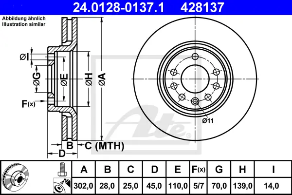 Disque de frein ATE-APAC 24.0128-0137.1