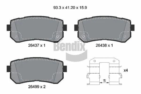 Kit de plaquettes de frein, frein à disque BENDIX Braking BPD2372