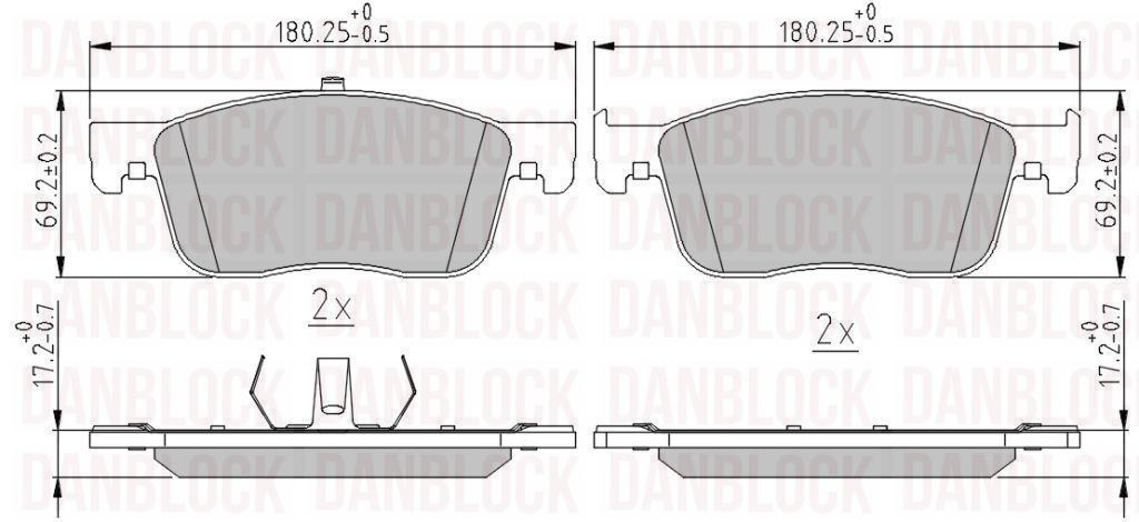 Kit de plaquettes de frein, frein à disque DANBLOCK DB 511382