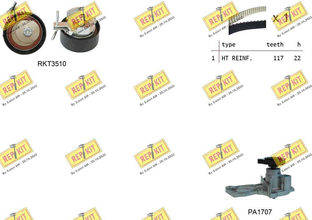 Pompe à eau + kit de courroie crantée REPKIT RKTK1164PA2