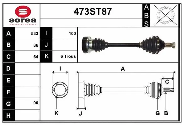 Arbre de transmission STARTCAR 473ST87