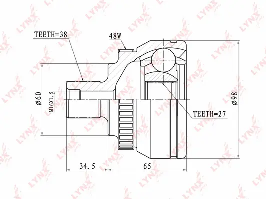 Jeu de joints, arbre de transmission LYNXAUTO CO-3020A